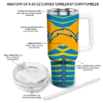 customized los angeles chargers chevron layers blue curved tumbler best selling.webp