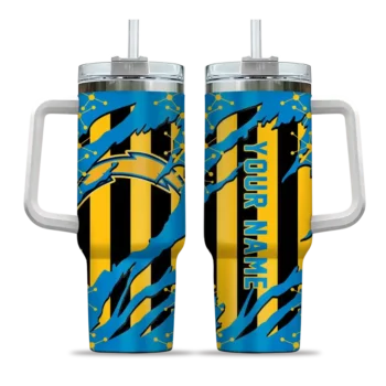 customized los angeles chargers claw cut blue black curved tumbler best selling.webp
