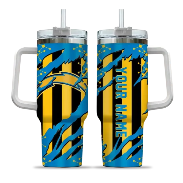 customized los angeles chargers claw cut blue black curved tumbler best selling.webp