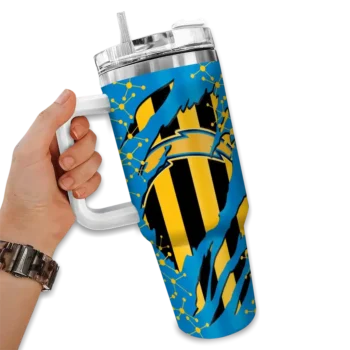 customized los angeles chargers claw cut blue black curved tumbler fashion forward.webp