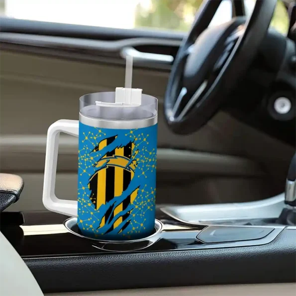 customized los angeles chargers claw cut blue black curved tumbler trendy.webp