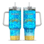 customized los angeles chargers geometric prism blue curved tumbler best selling.webp