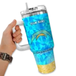 customized los angeles chargers geometric prism blue curved tumbler best selling.webp