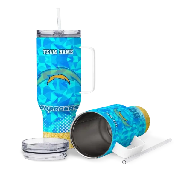 customized los angeles chargers geometric prism blue curved tumbler high quality.webp