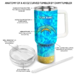 customized los angeles chargers geometric prism blue curved tumbler best selling.webp