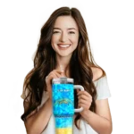 customized los angeles chargers geometric prism blue curved tumbler best selling.webp
