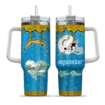 customized los angeles chargers heart helmet motif blue curved tumbler best selling.webp