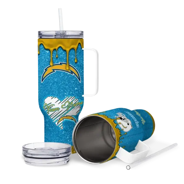 customized los angeles chargers heart helmet motif blue curved tumbler high quality.webp