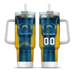customized los angeles chargers hexagon armor blue curved tumbler best selling.webp