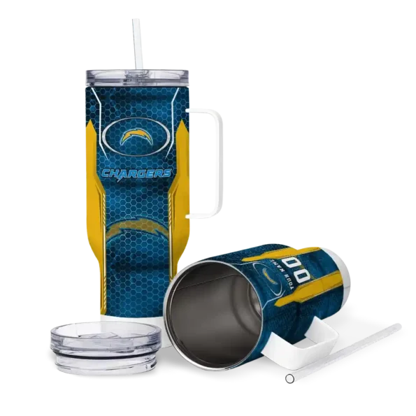 customized los angeles chargers hexagon armor blue curved tumbler high quality.webp