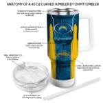 customized los angeles chargers hexagon armor blue curved tumbler best selling.webp