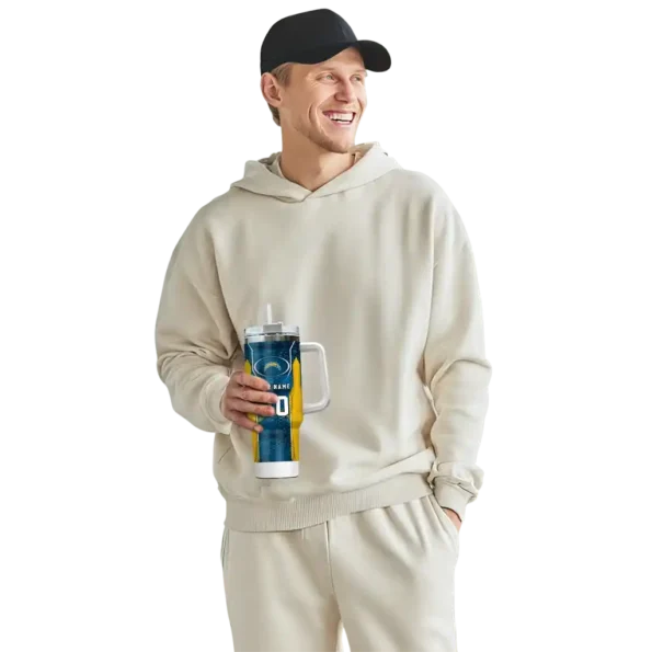 customized los angeles chargers hexagon armor blue curved tumbler top rated.webp
