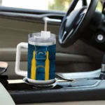 customized los angeles chargers hexagon armor blue curved tumbler best selling.webp