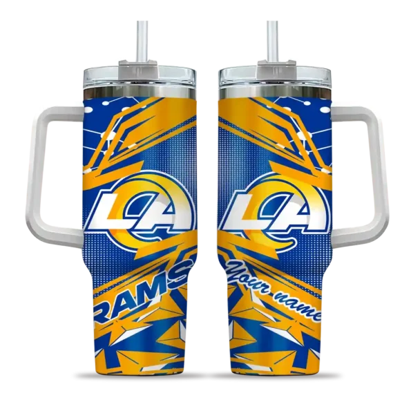 customized los angeles rams abstract paths blue curved tumbler best selling.webp