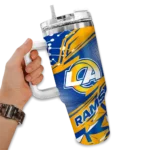 customized los angeles rams abstract paths blue curved tumbler best selling.webp