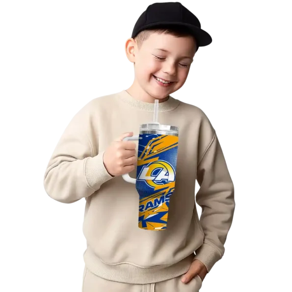customized los angeles rams abstract paths blue curved tumbler latest model.webp