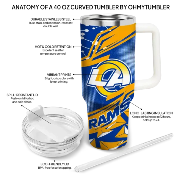 customized los angeles rams abstract paths blue curved tumbler new arrival.webp