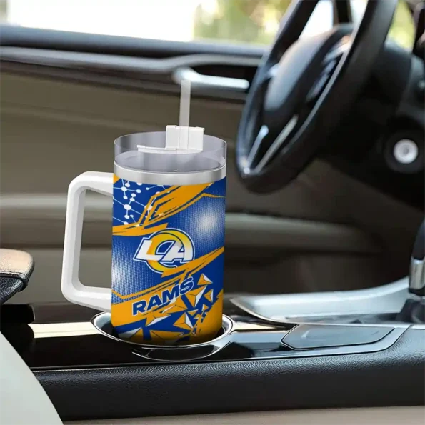 customized los angeles rams abstract paths blue curved tumbler trendy.webp