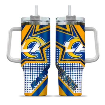 customized los angeles rams arrow burst blue curved tumbler best selling.webp