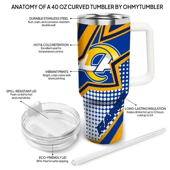 customized los angeles rams arrow burst blue curved tumbler new arrival.webp
