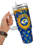 customized los angeles rams bullseye drips blue curved tumbler best selling.webp