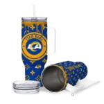 customized los angeles rams bullseye drips blue curved tumbler best selling.webp