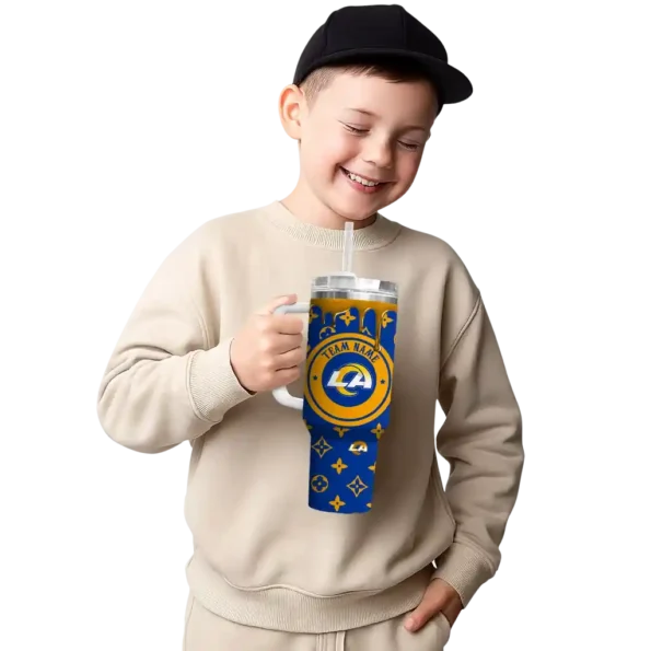 customized los angeles rams bullseye drips blue curved tumbler latest model.webp
