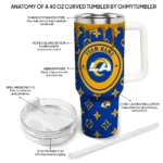 customized los angeles rams bullseye drips blue curved tumbler best selling.webp
