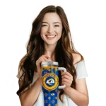 customized los angeles rams bullseye drips blue curved tumbler best selling.webp