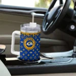 customized los angeles rams bullseye drips blue curved tumbler best selling.webp