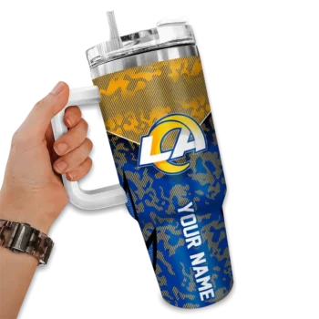 customized los angeles rams chevron stripe blue curved tumbler fashion forward.webp