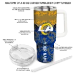 customized los angeles rams chevron stripe blue curved tumbler best selling.webp