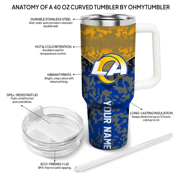 customized los angeles rams chevron stripe blue curved tumbler new arrival.webp