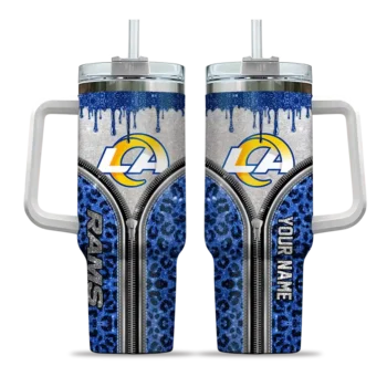 customized los angeles rams leopard zipper blue curved tumbler best selling.webp