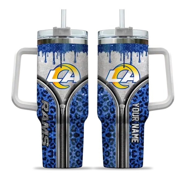 customized los angeles rams leopard zipper blue curved tumbler best selling.webp