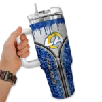 customized los angeles rams leopard zipper blue curved tumbler best selling.webp