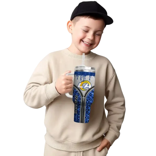 customized los angeles rams leopard zipper blue curved tumbler latest model.webp