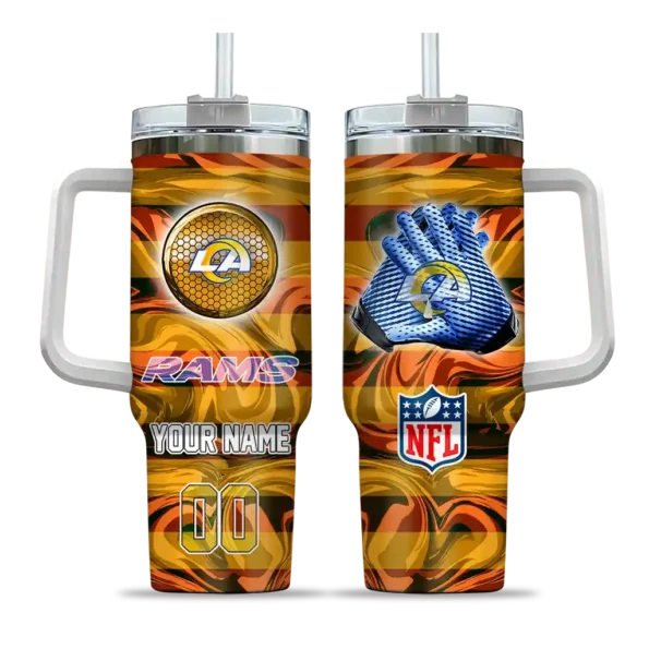 customized los angeles rams marbled stripes blue curved tumbler best selling.webp
