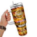 customized los angeles rams marbled stripes blue curved tumbler best selling.webp