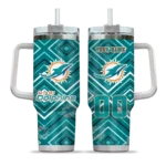customized miami dolphins bold diamonds aqua curved tumbler best selling.webp