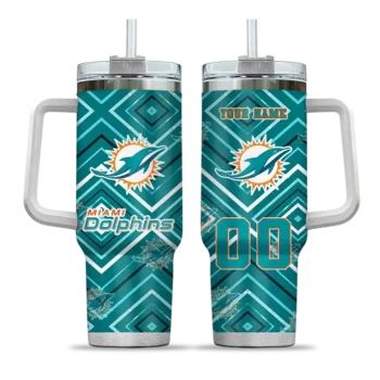 customized miami dolphins bold diamonds aqua curved tumbler best selling.webp