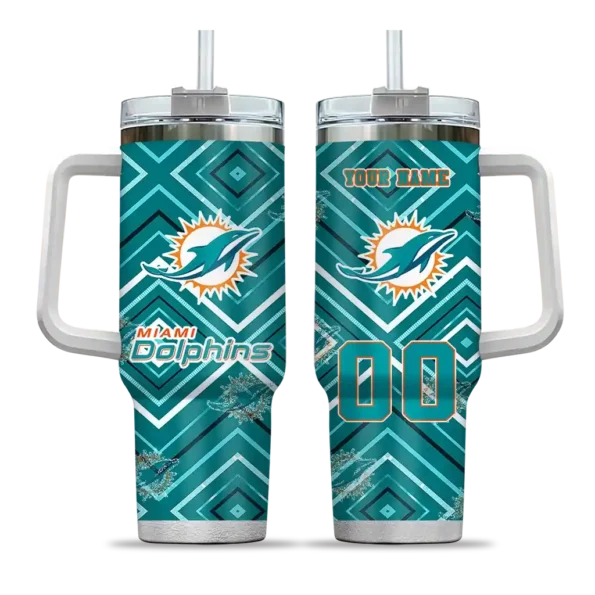 customized miami dolphins bold diamonds aqua curved tumbler best selling.webp