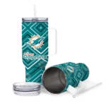 customized miami dolphins bold diamonds aqua curved tumbler best selling.webp