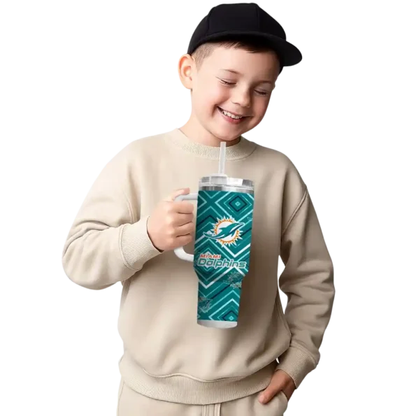 customized miami dolphins bold diamonds aqua curved tumbler latest model.webp