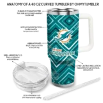 customized miami dolphins bold diamonds aqua curved tumbler best selling.webp