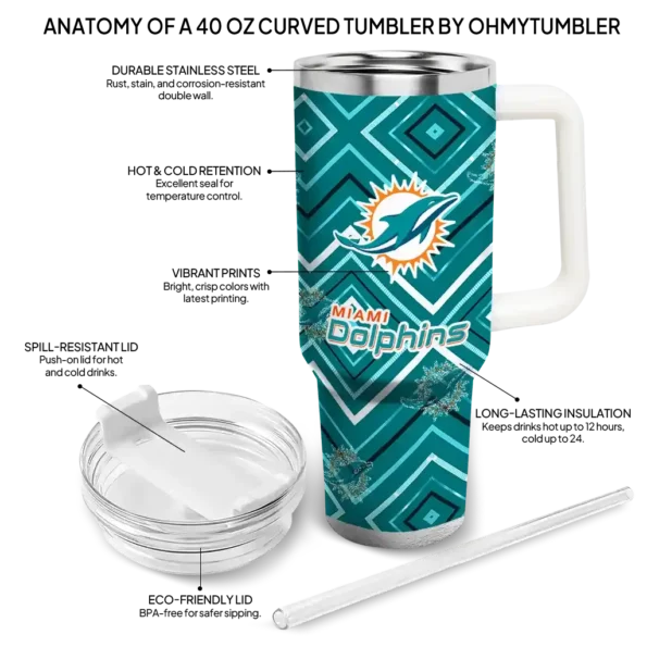 customized miami dolphins bold diamonds aqua curved tumbler new arrival.webp