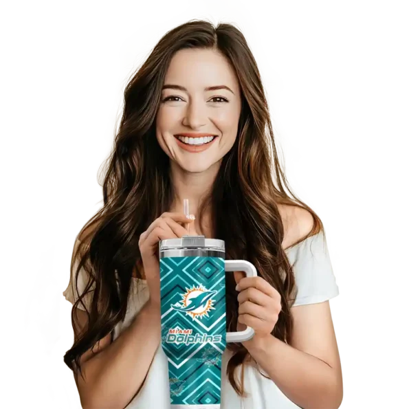 customized miami dolphins bold diamonds aqua curved tumbler premium grade.webp