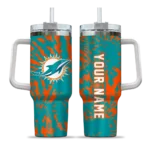 customized miami dolphins burst swirl aqua curved tumbler best selling.webp