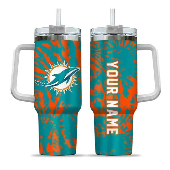 customized miami dolphins burst swirl aqua curved tumbler best selling.webp