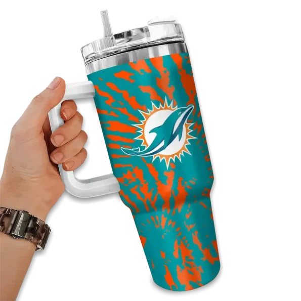 customized miami dolphins burst swirl aqua curved tumbler fashion forward.webp